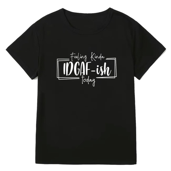 IDGAF-ish Letter Print Crew Neck T-Shirt - Picture 1 of 2